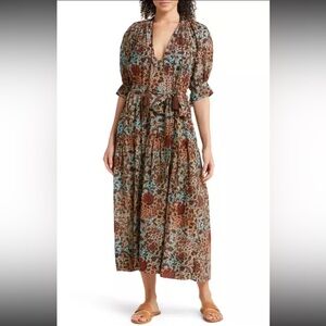 2023‎ Summer Ulla Johnson Selena Coverup Midi Dress Lapis Size P XS Boho Wedding